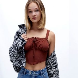 Kendall & Kylie Tie Front Bustier Tank Top